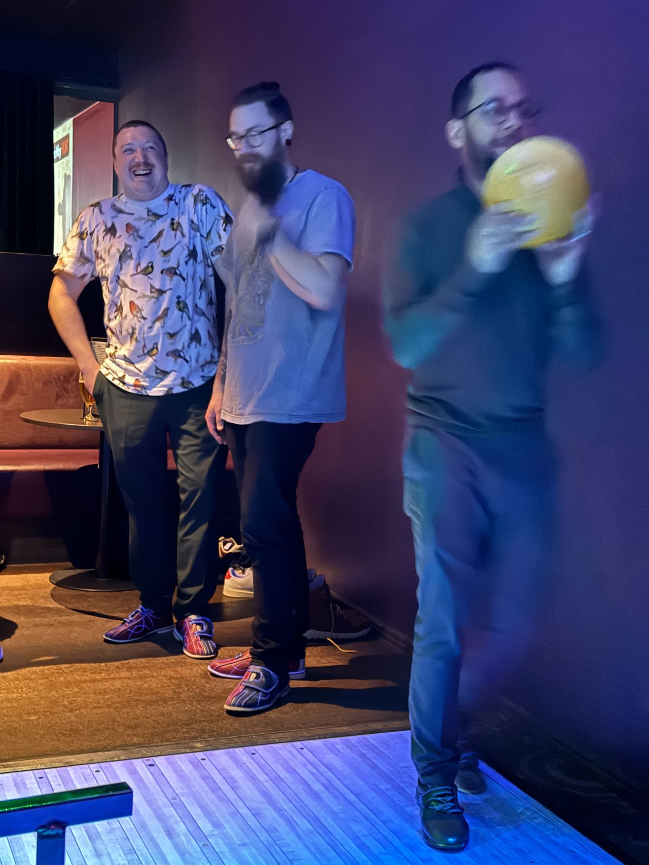 Ivo bowling during a team social
