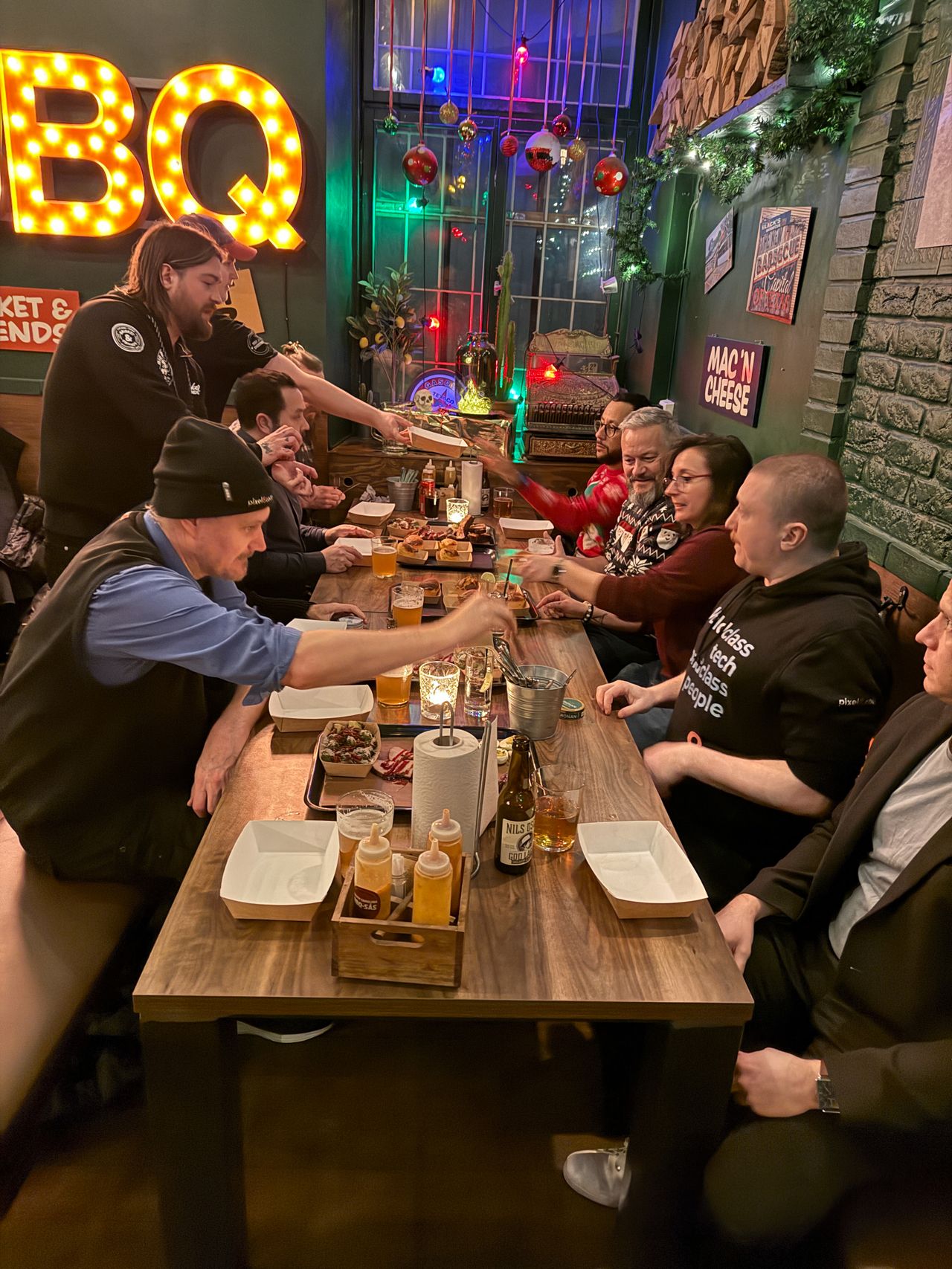 Pixel&Code crew sharing a meal