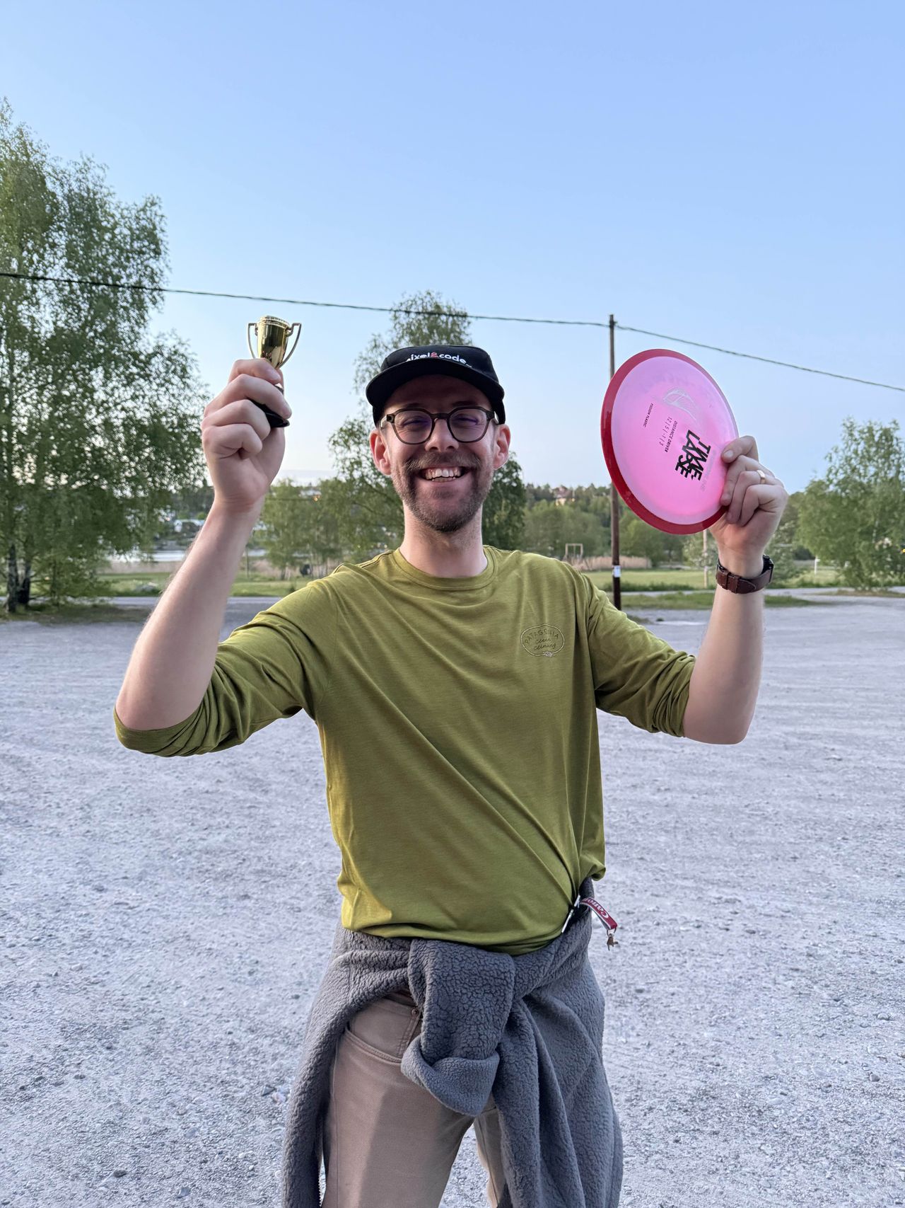 Pierre celebrating a win